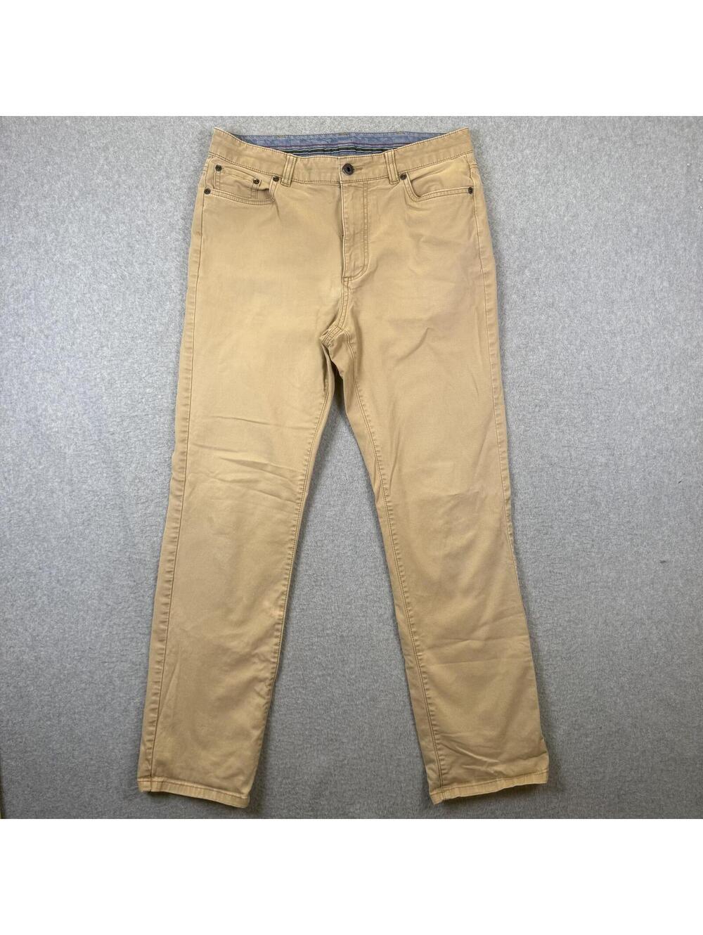 L.L. Bean Men's Size 32x32 Khaki Flat Front Standard Fit Pants Ankle Length